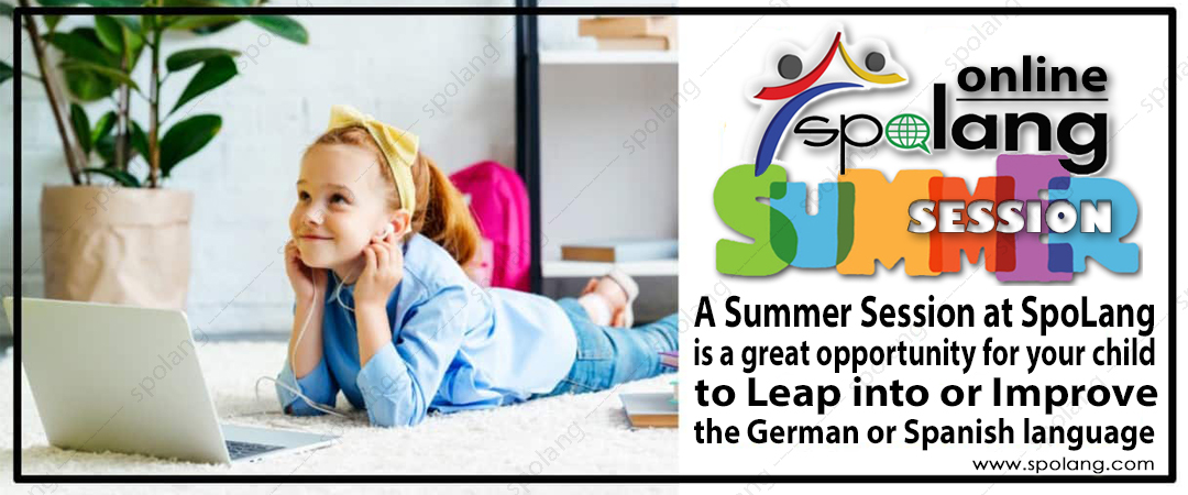SpoLang's 2021 German and Spanish Summer Session dates!!! 
During each Real Time Virtual Session, students have fun participating in interactive age appropriate games, songs,  and projects that center around a specific theme. 
Learn more at spolang.com/summer-camp-sc… #Spokane