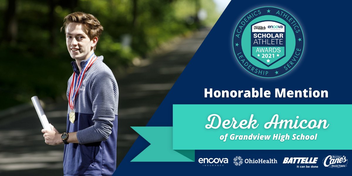 Congratulations to our Encova Insurance Honorable Mention, receiving $1,000 in scholarships! 🏆

Derek Amicon of Grandview Heights High School

*4 Year Varsity Letter: Track &amp; Cross Country
*National Honor Society
*Headed to Cornell University

#ScholarAthleteAwards