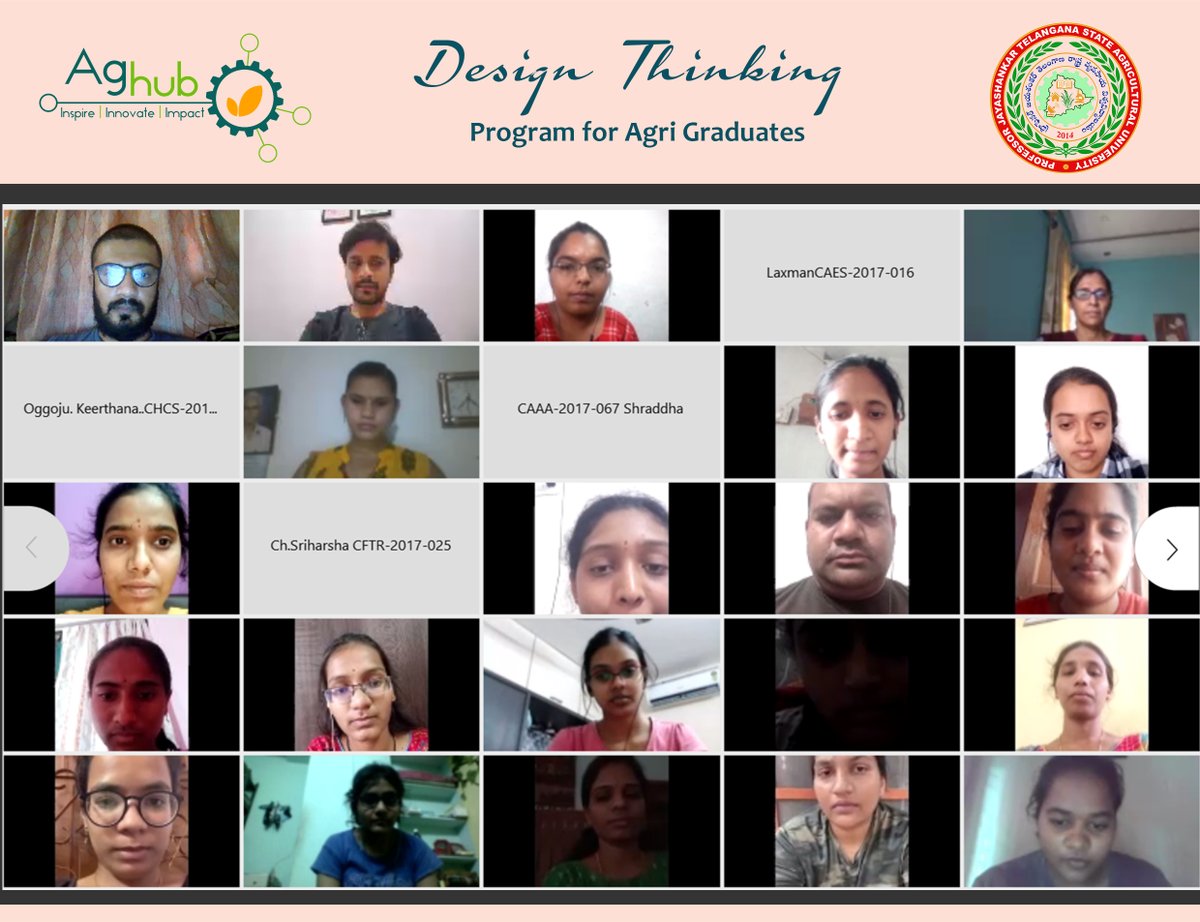 AgHub_PJTSAU's tweet photo. M3S3: AgHub at PJTSAU organised a learning and unlearning session of the #DesignThinking orientation with the #agrigraduates of PJTSAU to understand their learning, shortfalls and aspects with need for improvisation. @NABARDOnline https://t.co/z1HyC0ImIs