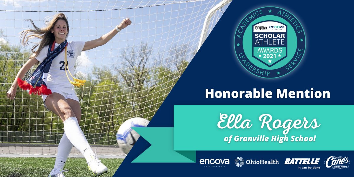 Congratulations to our Encova Insurance Honorable Mention, receiving $1,000 in scholarships! 🏆

<a href="/ella_rogers21/">Ella Rogers</a> of Granville High School

*4 Yr Varsity Letter: Soccer
*Team Captain for Basketball &amp; Soccer
*National Honors Society
*Headed to Xavier Univ

#ScholarAthleteAwards