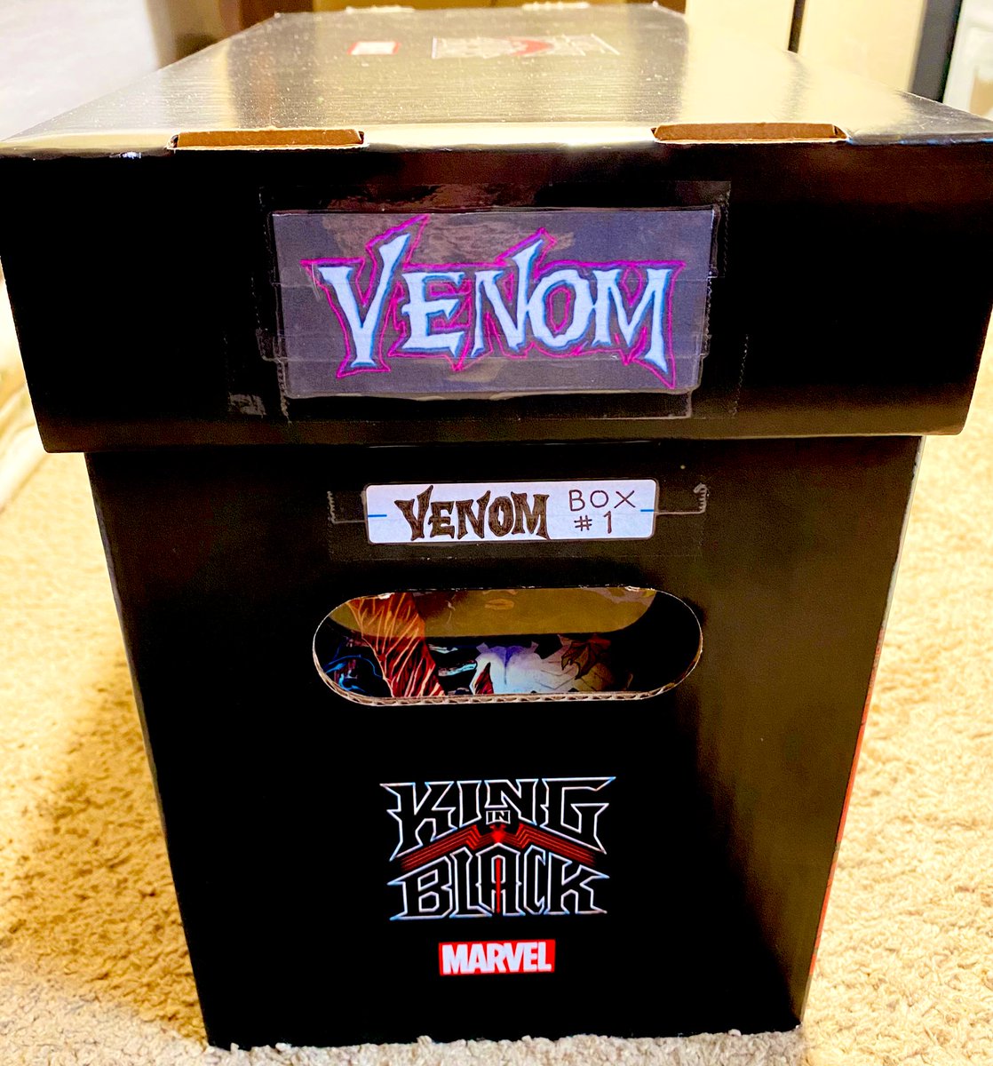 My shop doesn’t open until 2 so here’s my #Venom box patiently waiting for issue #200 so I can close it up😭 #ComicWednesday