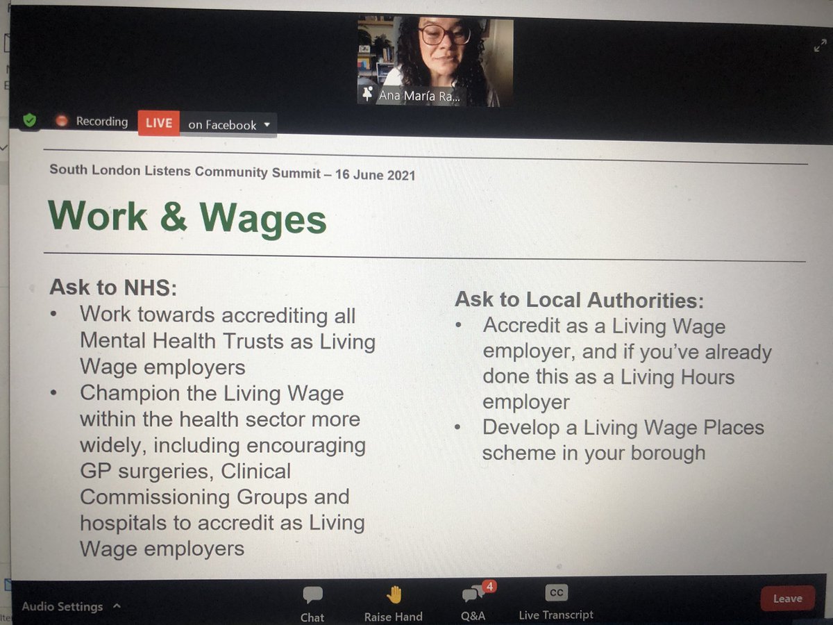 Great to hear from @Vanessa_FordMH about the @SWLSTG #NHSAnchors journey in response to the asks on work and wages. Living Wage an important part of this and the Trust are on the path to achieving @LivingWageUK accreditation #southlondonlistens