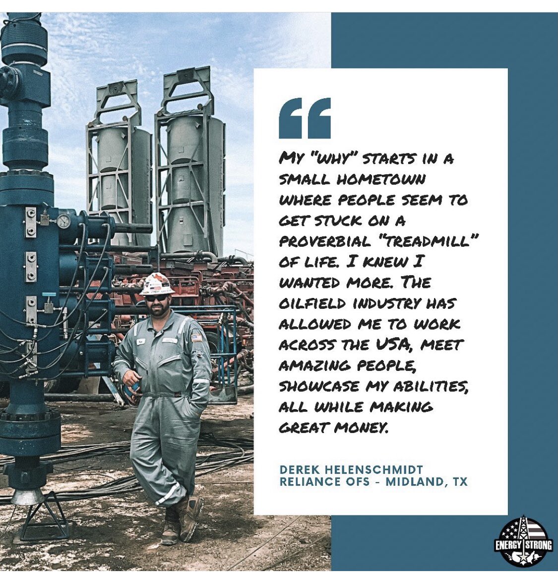 What is your reason for "why" you work in the energy industry? Derek shares his below. 

#EnergyStrong #permianbasin #oilfield