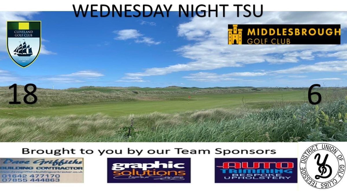 Tonight the team played Middlesbrough Golf Club. The result was Cleveland GC 18, Middlesbrough GC 6.

We would like to dedicate this victory to Darren O'Hare and his family! We are all behind you Daz.