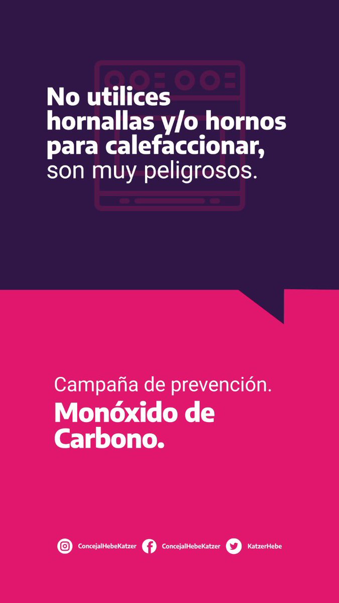 KatzerHebe's tweet photo. 👉¡AYUDAME A CONCIENTIZAR!
.
#invierno2021❄️ 
Campaña Monóxido de Carbono
#seguridad #salud #gas #prevencion #consejos #frio #vida #gasnatural #estufas #intoxicacion #gasista #termotanque #calefaccion #todosnoscuidamos https://t.co/vKUE3LBPuN