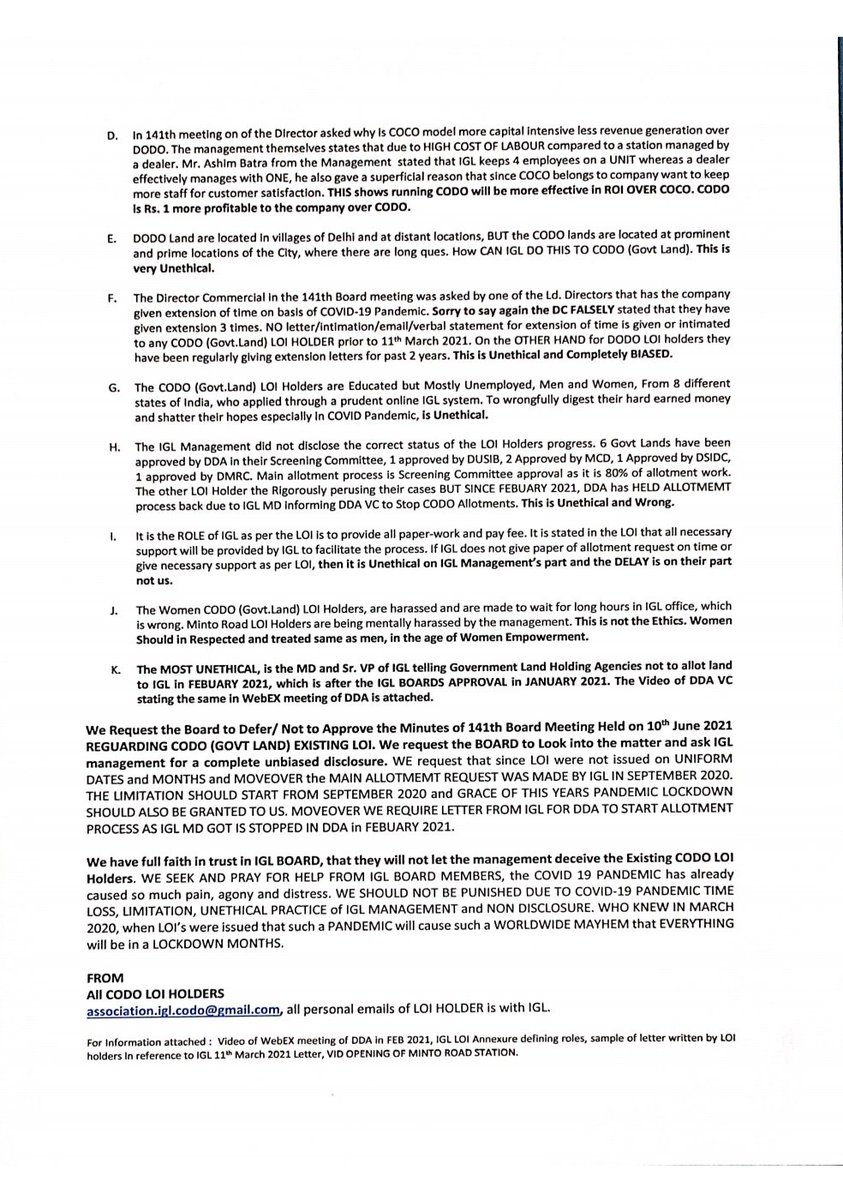 codo_igl's tweet photo. GET WELL SOON IGL MANAGEMENT- MR. JANA, MR. GARG and MR. BATRA. STOP UNETHICAL PRACTICE of MIS-INFORMING BOARD MEMBERS and HARRASMENT OF WOMEN. @IGLSocial @garg_am @dpradhanbjp @PetroleumMin @PMOIndia @official_dda @LtGovDelhi @singharunbpcl @DirectorM_BPCL https://t.co/QMXbO782ev
