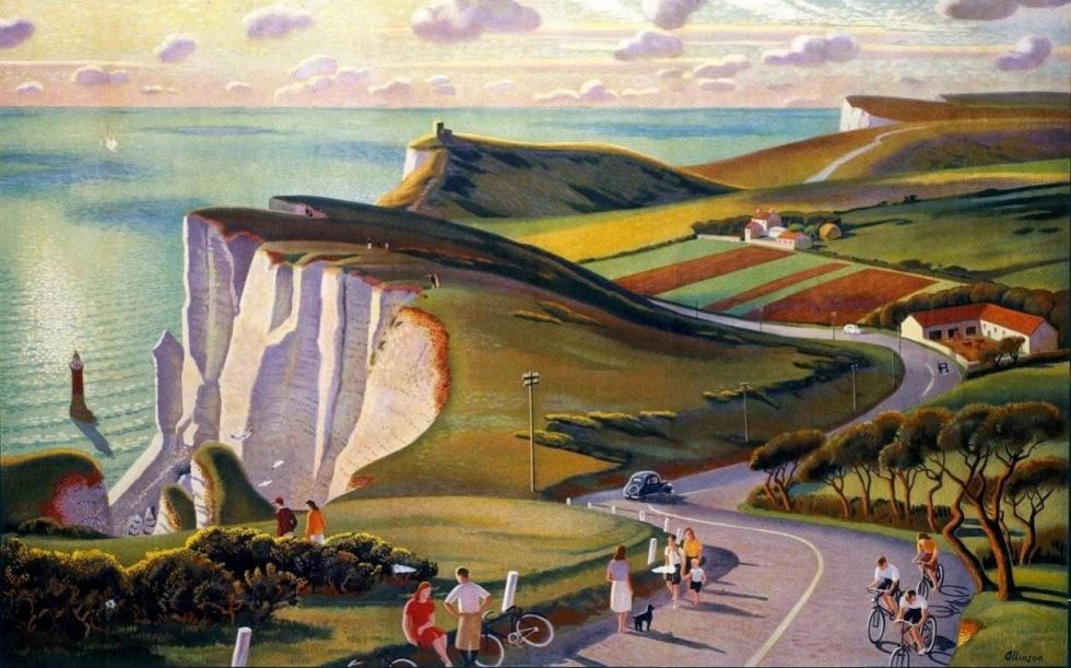 As it's #SussexDay, I can hardly avoid posting this - 'Downland Rambles - Beachy Head to Eastbourne, Sussex', Adrian Allinson, oil on canvas, 1950.