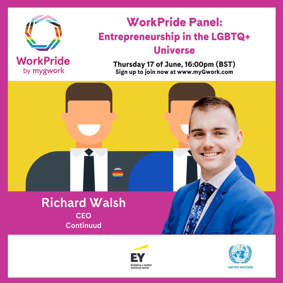 ContinuudCare's tweet photo. The evolution of entrepreneurship within the LGBTQ+ community includes both challenges and opportunities. Join Continuud CEO Richard Walsh for the WorkPride Panel: Entrepreneurship in the LGBTQ+ Universe Jun 17, 2021 16:00 - 17:00 BST Register today. https://t.co/3PoXGH6sg8 https://t.co/6kHOdJDkfc