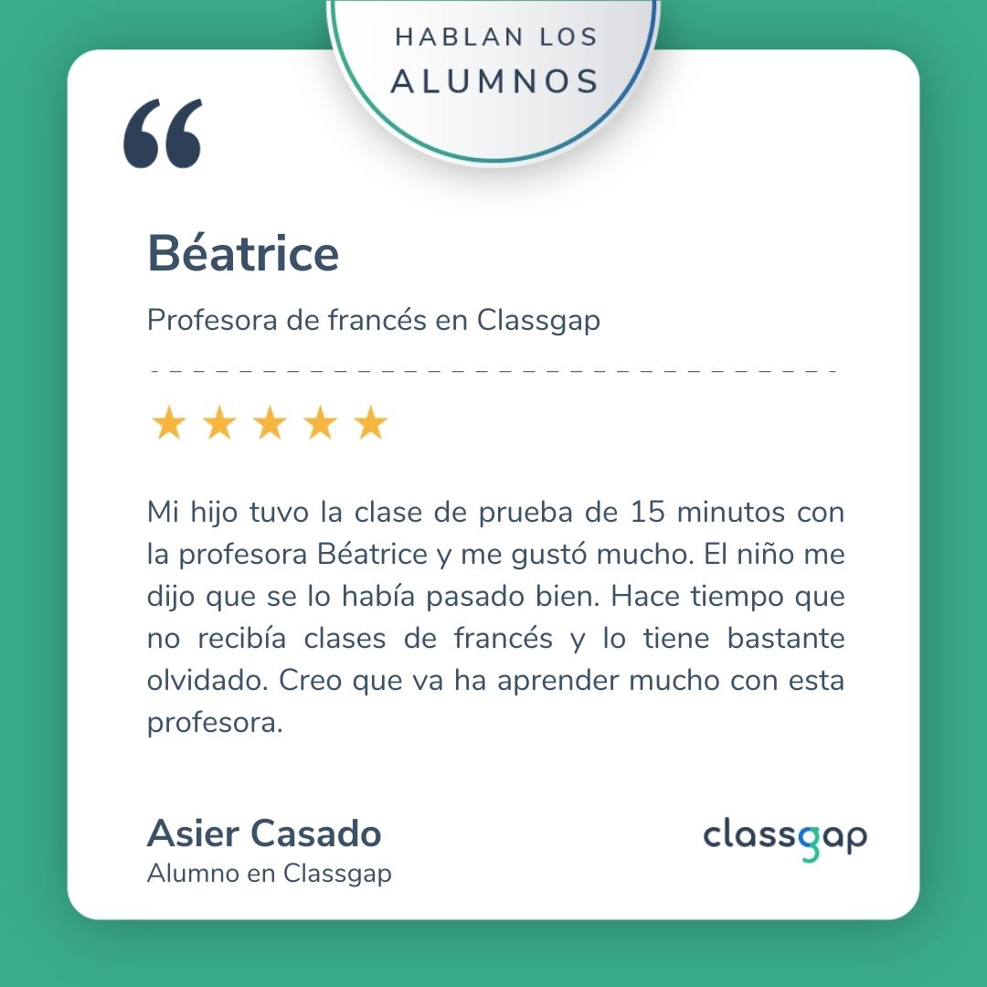 classgap's tweet photo. 🇨🇵Los #profesoresparticulares de #francés que hay en #Classgap son lo más, no hay más que leer los comentarios fantásticos que han dejado sus #alumnos.
👉Leer los #comentarios que dejan en el perfil de los profesores os será de mucha ayuda para elegir al mejor #tutor https://t.co/cc0HeJjCPw