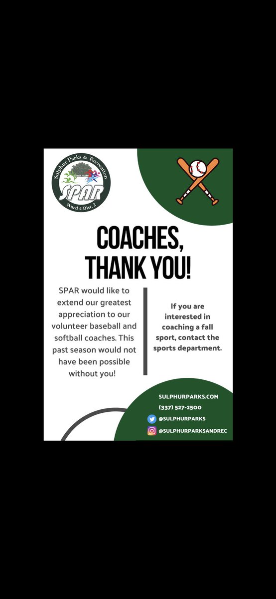 To all of our VOLUNTEER coaches: Thank you for investing your time this past baseball and softball season. SPAR Sports Leagues would not be possible without you!

If you see this post, tag your child's coach in the comments and let them know you appreciate them, and we do too!