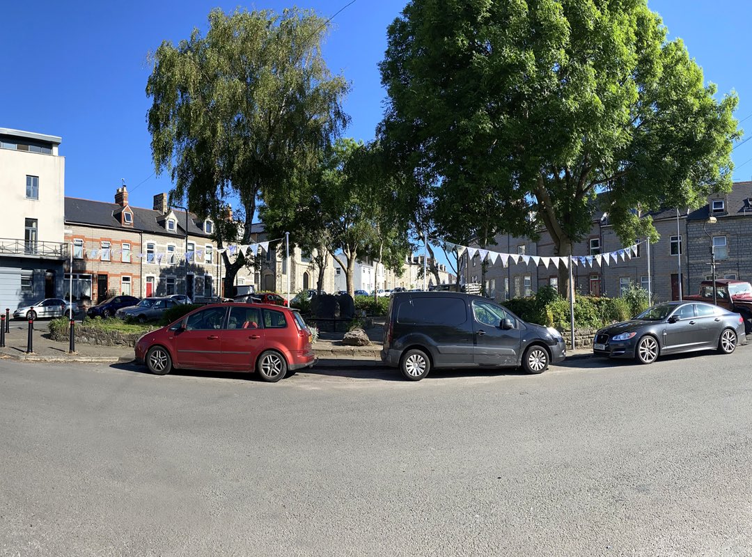 davidcmackie's tweet photo. Trying out the Bunting as part of the Artworks for The Arcot Street Triangle, a tiny pocket Park in Penarth with a very strong local community. The designs are derived from community workshops held with Becky Adams on the themes of Local History and Sailors Tattoos. https://t.co/MkLZ7tQrlI