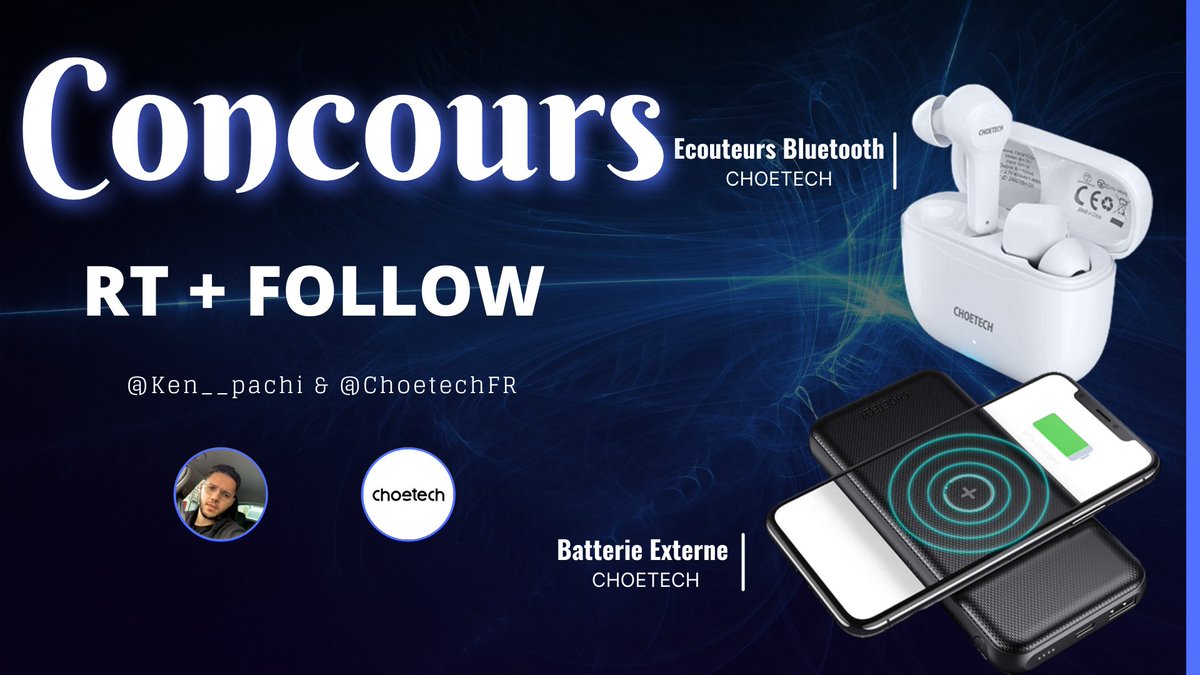 Mirakyy_'s tweet photo. [#CONCOURS] 
Tentez de remporter 1 paire d'écouteurs sans fil et une batterie externe ! 

Pour participer :
- RT ce Tweet.
- Follow 
@Ken__pachi
 &amp; 
@ChoetechFr

Tirage le 25/06 ! https://t.co/xzJcnSwZ7u