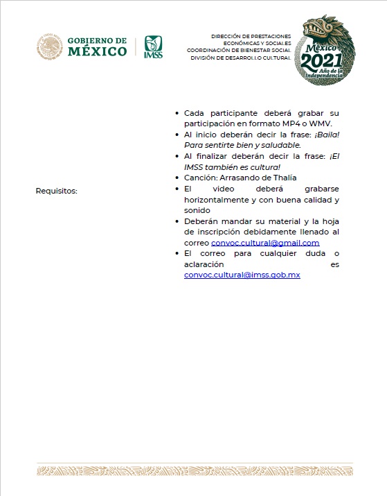 PrestSociales's tweet photo. La Dirección de Prestaciones Económicas y Sociales, a través de la Coordinación de Bienestar Social y la División de Desarrollo Cultural, convocan a las y los trabajadores a participar en la actividad ¡Baila! Para sentirte bien y saludable.
#IMSSCultura https://t.co/b9JUGXubRL