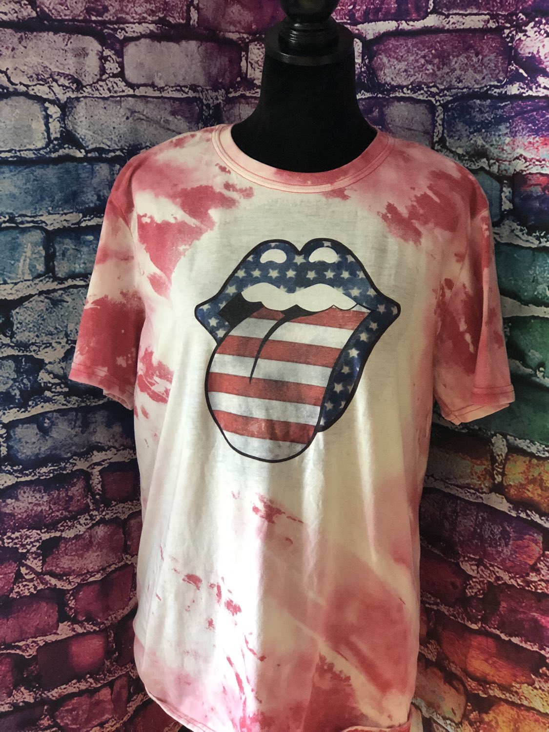 Hot red white and blue rolling stones shirt on Sale