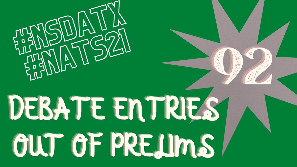 92 DEBATE ENTRIES ADVANCED INTO OUTROUNDS FROM TEXAS! And that's a whole bunch of students when you start counting all those team events up....Way to go, Texas and keep it up! #NSDATX #Nats21 #wearespeechanddebate