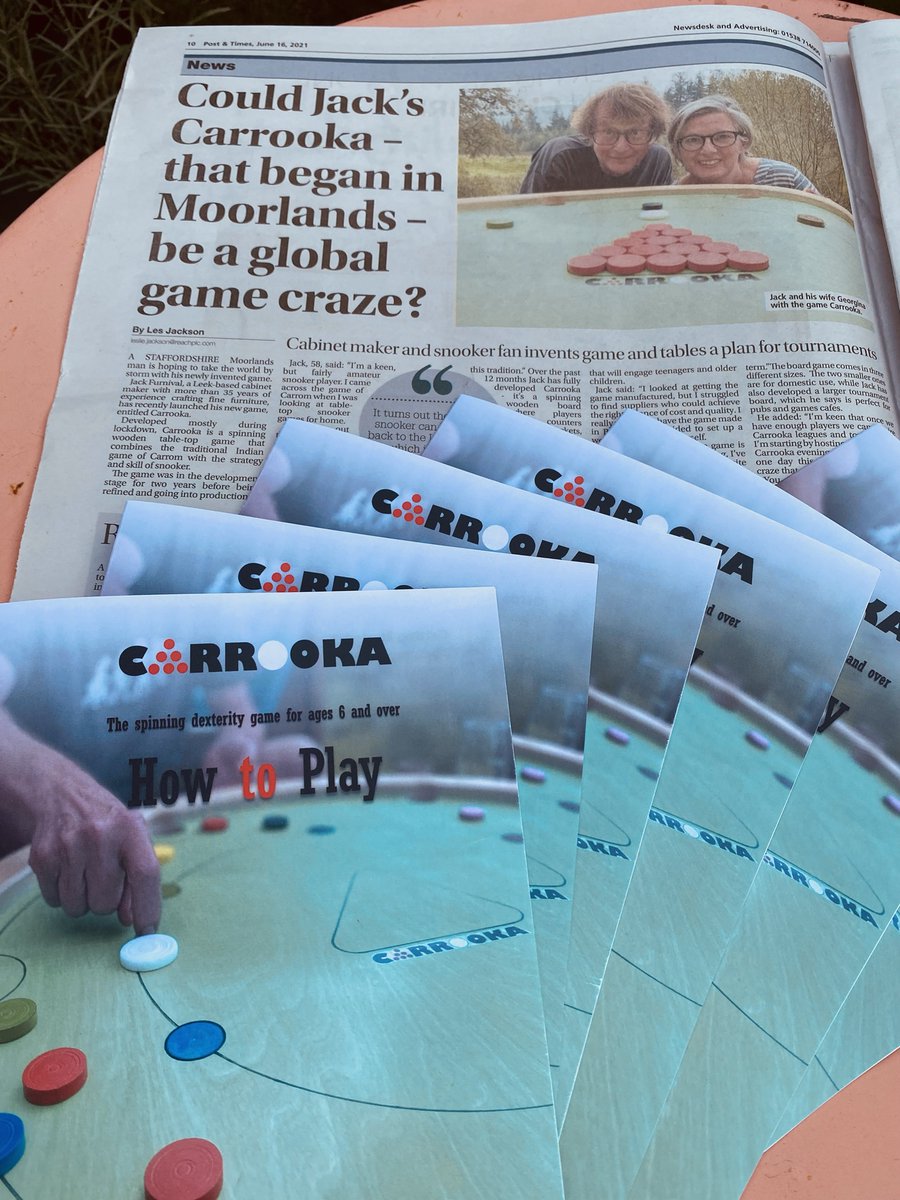 Read all about it! Today is less about digital and all about print. We're in the <a href="/LeekNews/">Leek Post & Times</a> AND our rule books have arrived:-) #excited #Kickstarter #tabletopgames #snooker #carrom #madeinbritain #madewithlove