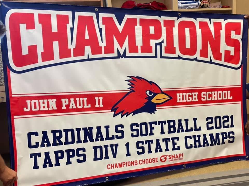 JPIIHS_Softball's tweet photo. Thank you @DallasSnapRaise for our new banner, we cannot wait to hang it at our field! #statechampions https://t.co/7riolUynCq