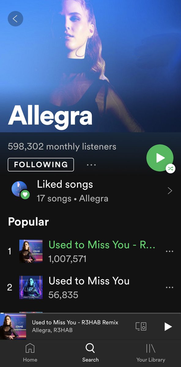 Can’t believe my remix with <a href="/R3HAB/">R3HAB</a> has just hit 1 million streams !!! So crazy and grateful 💜💜💙