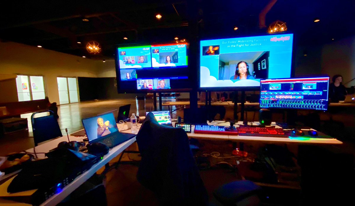 ATXEventSystems's tweet image. Linear thinking? Bah, who needs it? Several weeks ago we helped achieve the behemoth that was The Frontline &amp;amp; Moms Rising’s “Keep it 100 Virtual Teach-in,” partnering with The Event Nerd to produce the bi-coastal multi studio event. It was truly astonishing!