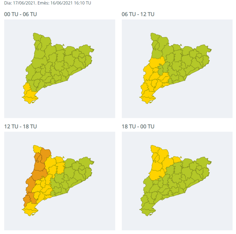 emergenciescat's tweet photo. #ProteccioCivil activa Alerta del Pla #NUNCAT per la previsió de precipitacions intenses demà a la meitat oest de Catalunya https://t.co/nOXTTQWYUA https://t.co/hbiGI6siRO