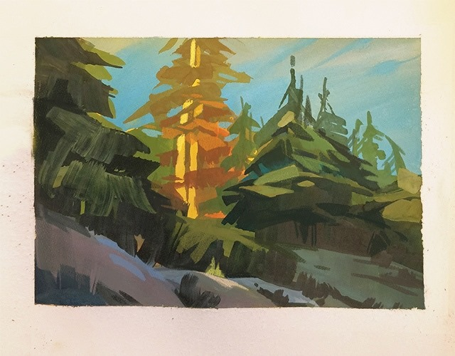 Leksotiger's tweet image. #Pleinair #gouache #study 
Fast study
I finally touched the gouache 🌿