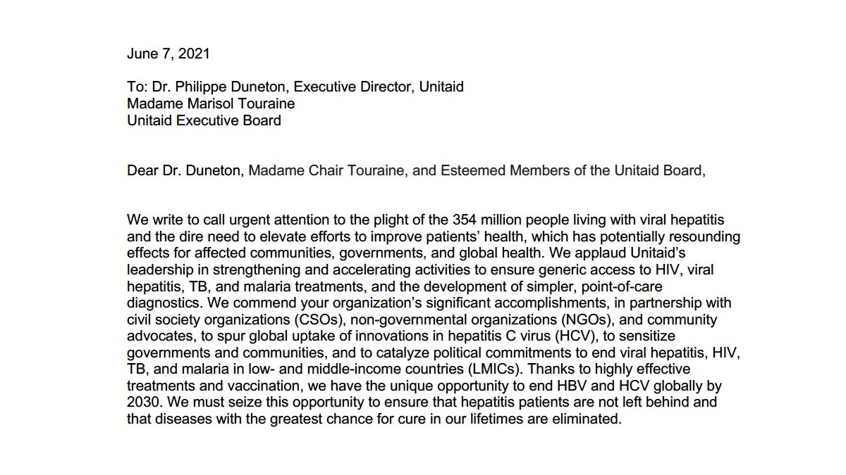 @TAGTeam_Tweets @FINDdx @DNDi along w/130+ signatories call on @Unitaid board to invest in viral #hepatitis & #harmreduction as part of next funding strategies!
@PhilippeDuneton @MarisolTouraine @S_Seydoux @SarahBolton 
#FundHepatitis #FundHarmReduction #InvestInHepatitis