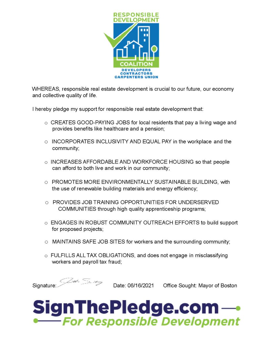 ResponsibleDev1's tweet photo. Thank you to @IamJonSantiago for signing the pledge! #bospoli #mapoli https://t.co/XLnB7X8rkS