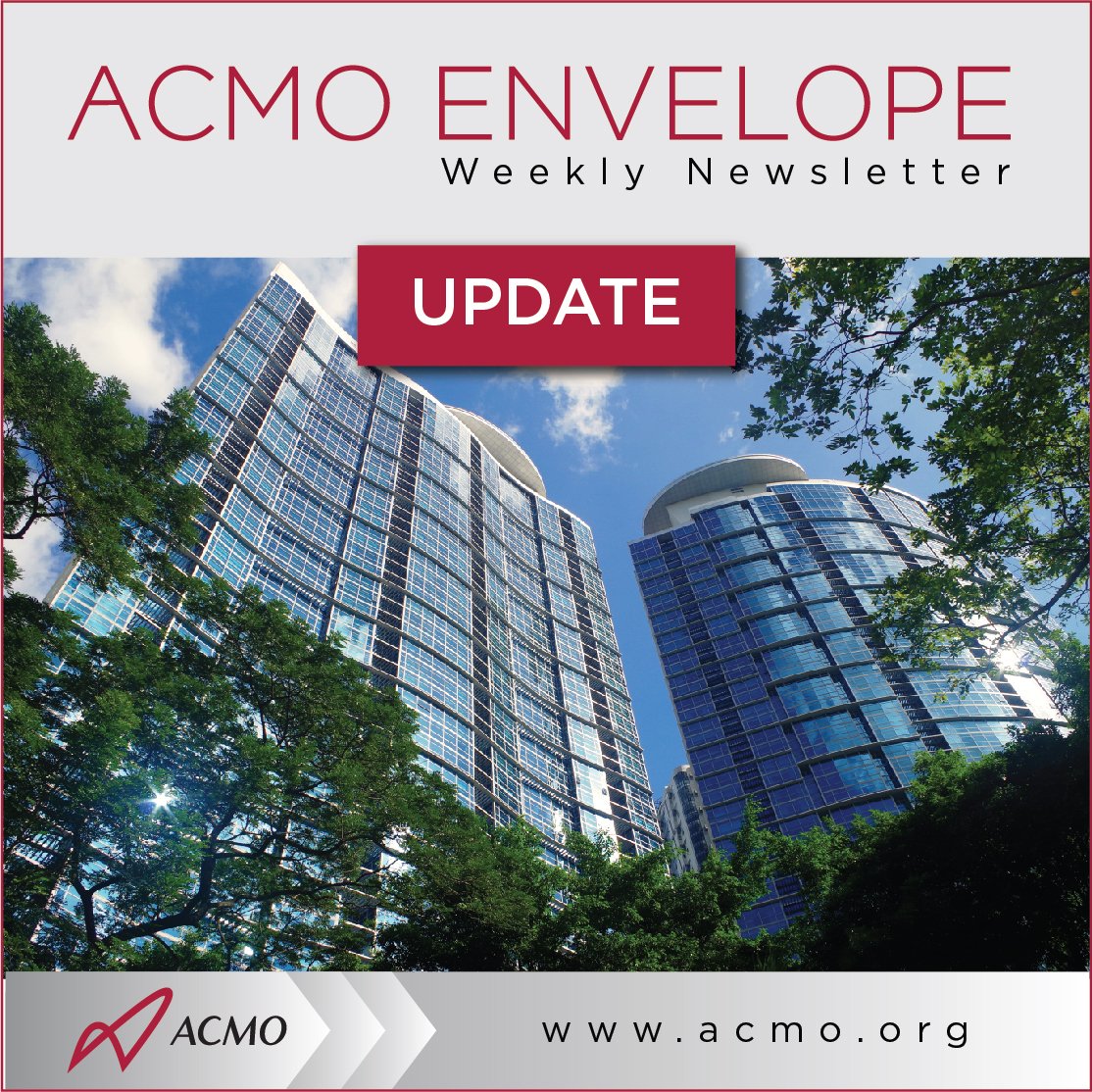 ACMO_org's tweet photo. In this week's edition: ACMO 2000 Certification, Risk Mitigation in Condo Security, 5 Questions to Ask Before Creating a New Condo Rule, Condo Noise with WFH, and more. Read all about it here https://t.co/aDIaIhAHdD
#ACMOnews #ACMOEnvelope #CondoLife #CondoNews #ACMO2000 https://t.co/8CKAv9Nd0K
