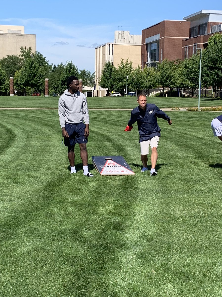 ZipsMBB's tweet photo. Akron @ZipsMBB participated in the 2nd Wacky Wednesday of the summer. 

This week’s event: Cornhole

🏆2021 @ZipsMBB Cornhole Champs:
@NateJohnson34 &amp; @pmayfield_24 https://t.co/Xdbp5fJWOd