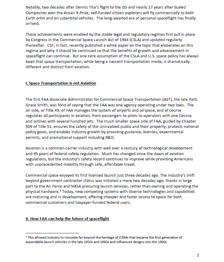 Written testimony filed by  @csf_spaceflight president  @karina_drees in conjunction with today's hearing, advocating for more funding and staffing for the FAA's AST: