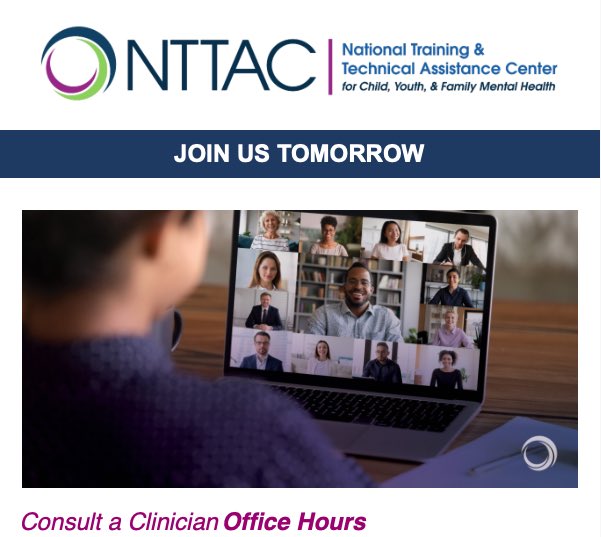 changematrix's tweet photo. Join the “Consult a Clinician Office Hours” panel presented by @nttac_mh tomorrow at 2pm ET! This is an open forum for asking #mentalhealth clinicians questions about children’s, youth, and family mental health. Don’t miss it! 

https://t.co/UR6rkq9amB https://t.co/qWfeKXPK94