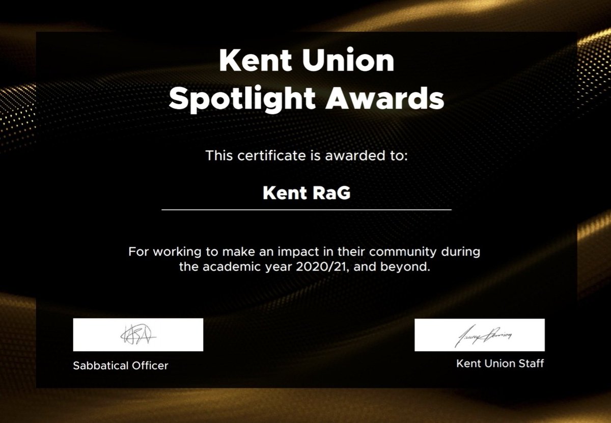 We are very proud to announce that we have won a <a href="/KentUnion/">Kent Union</a> Spotlight Award! 🎉

These awards were created to shine a light on students who have been working to make an impact either for other students or in their community, over the last year. 💜

kentunion.co.uk/kentcelebrates
