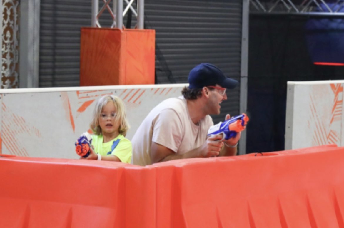 The Romo family came to play at @NerfChallenge in Dallas today! The boys had a blast going head-to-head in the Urban Playground and I proved I’ve still got it in the Vortex Throw. 🏈 Go get your Play Pass at nerfchallenge.com and see if you can beat my score. #NerfChallenge