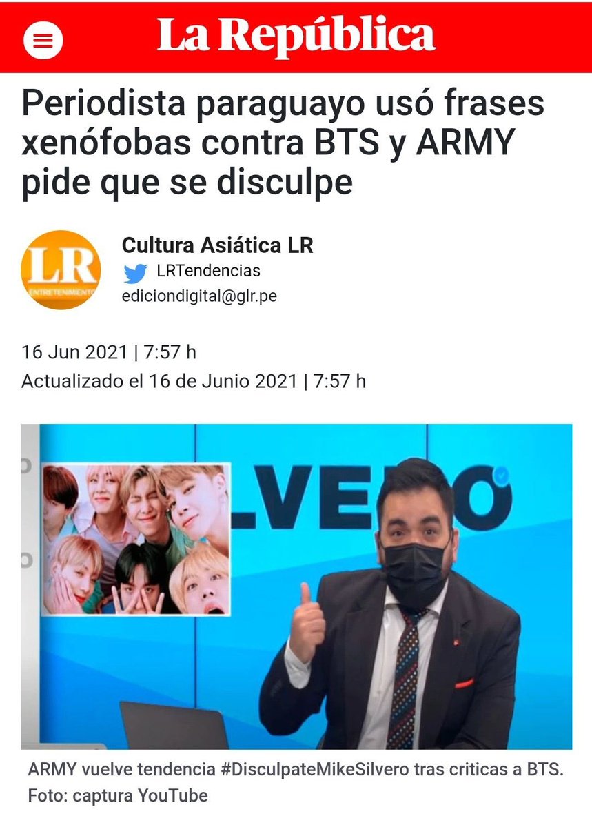 Mminlii14's tweet photo. #DisculpateMikeSilvero
Que falta de profesionalismo de este sujeto, con todos sus comentarios y su racismo se ve reflejado su interior, exigimos una disculpa hacia Bangtan.
#ApologizeABCCOLOR https://t.co/gqnGsKg1By
