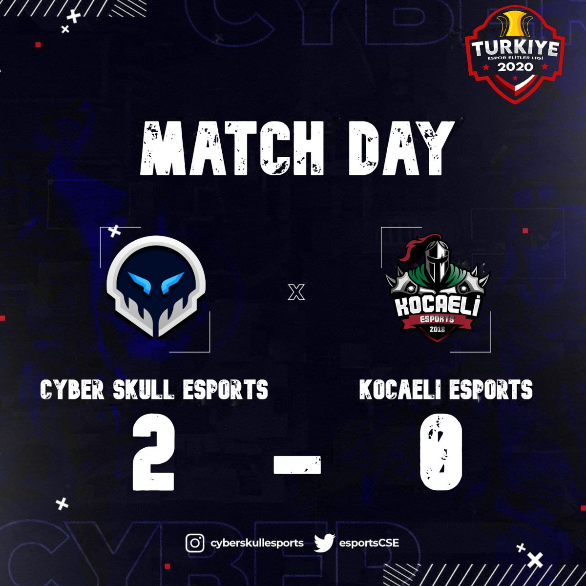 Kocaeli Esports (@kocaeliesports) on Twitter photo 📢Valorant takımımız, Türkiye Espor Elitler Ligi tarafından düzenlenen turnuvada 1. Hafta 3. gününde rakibimiz olan Cyber Skull Esports takımı karşısında 0-2'lik mağlubiyet ile yoluna devam ediyor.
<a href="/esportsCSE/">Cyber Skull Esports</a> takımını göstermiş olduğu güzel performanstan dolayı tebrik ediyoruz. 📢Valorant takımımız, Türkiye Espor Elitler Ligi tarafından düzenlenen turnuvada 1. Hafta 3. gününde rakibimiz olan Cyber Skull Esports takımı karşısında 0-2'lik mağlubiyet ile yoluna devam ediyor.
<a href="/esportsCSE/">Cyber Skull Esports</a> takımını göstermiş olduğu güzel performanstan dolayı tebrik ediyoruz.