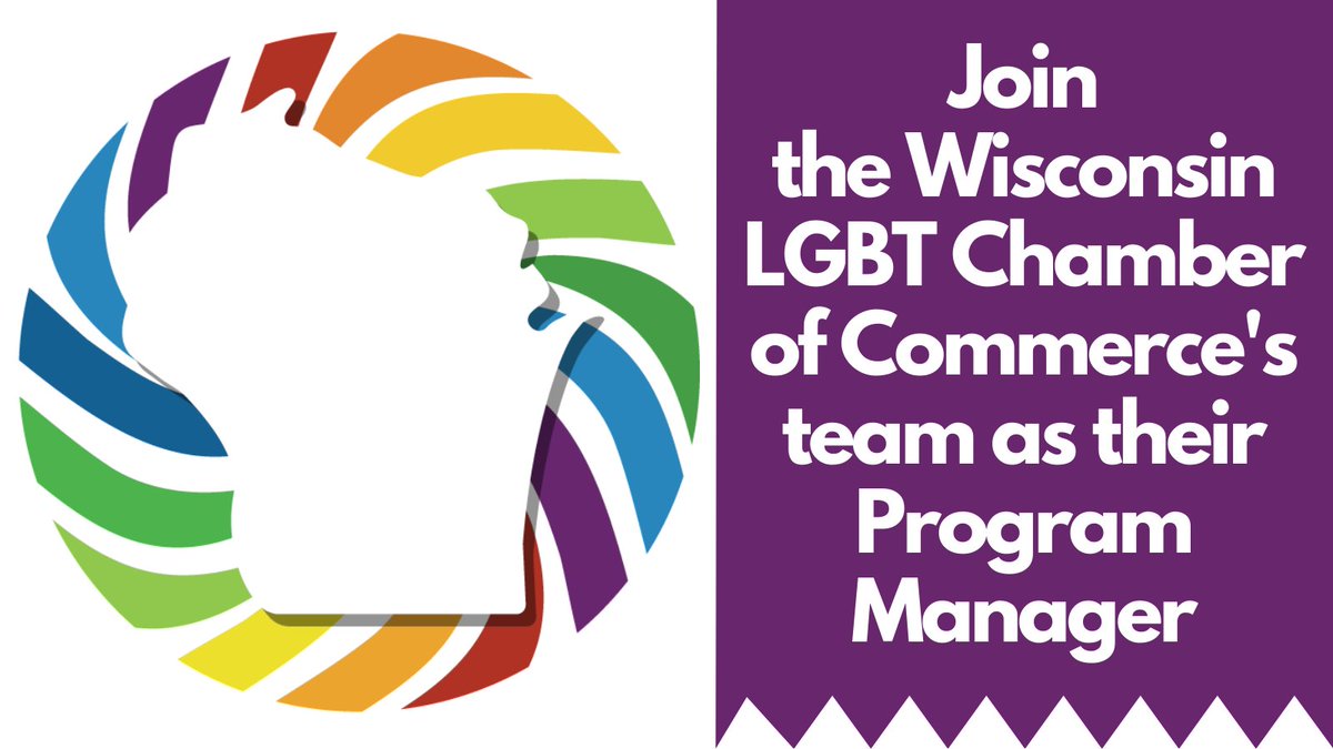 Join <a href="/WisLGBTChamber/">Wis LGBT Chamber</a>'s team as their Program Manager (👉 bit.ly/3q37GmP) in #Milwaukee, or remotely in #Madison, #Appleton, or #GreenBay. Apply today for this important #job opening!

#MKE #MKEjobs #MilwaukeeJobs #MadisonJobs #AppletonJobs #GreenBayJobs #JobHunt #WIjobs