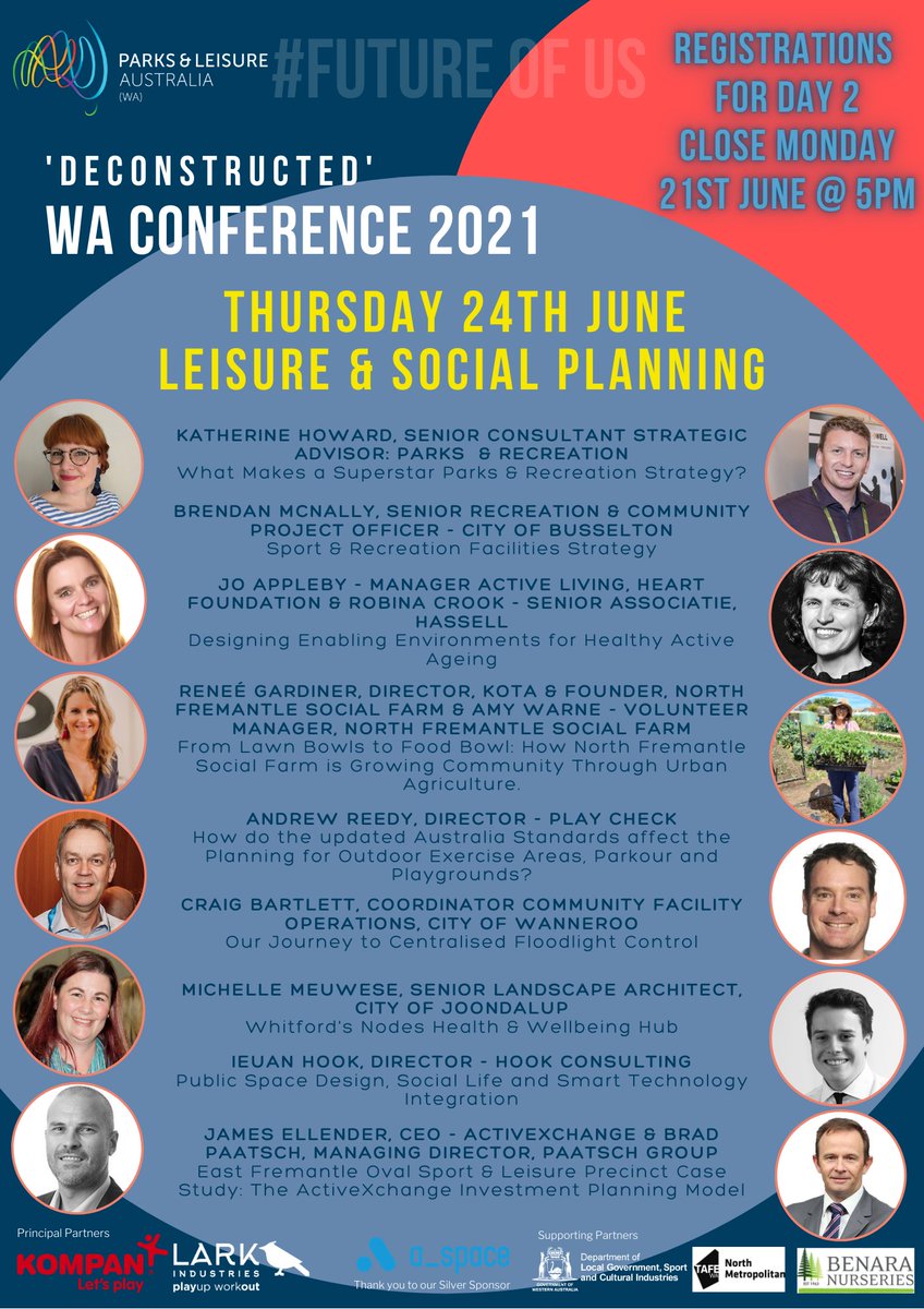 Calling all Leisure and Social planners....Registrations for Day 2 of PLAWA's Deconstructed Conference close Monday.   
parksleisure.com.au/learning-and-e…