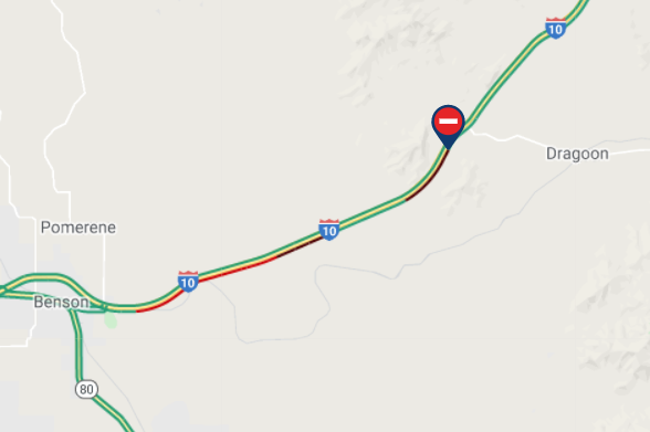 ArizonaDOT's tweet image. FYI - There is a delay on I-10 EB near milepost 318 (not far from Benson), due to a crash and temporary lane closure.

Check your route before heading out with the AZ 511 and ADOT Alerts apps: bit.ly/3xDbYo6

#I10 #BensonAz #DragoonAz #aztraffic