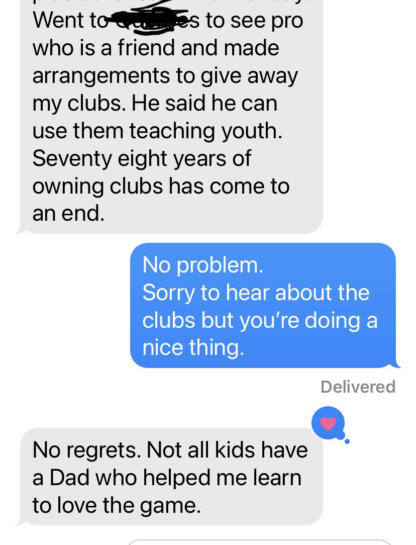 When your 92 yr old dad donates his golf clubs to a local course so future generations can learn to play and love it as much as he does <a href="/DSHgolf/">Don Hill</a> <a href="/MartinWalkeBRLA/">Martin Walke</a> #golf