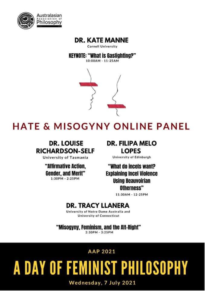 SO excited for this! I gave my first ever conference talk at the AAP in 2006, from memory. My keynote will be 8pm Tuesday July 6 EDT, 10am Wednesday July 7 AEST. Stay for a fabulous night/day of feminist philosophy!