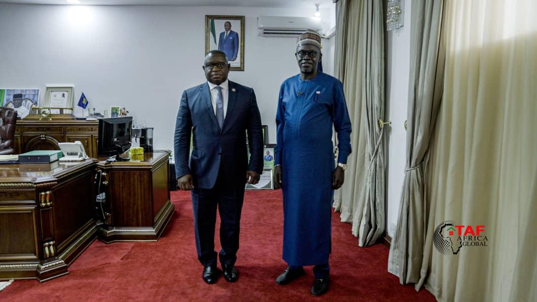 TafNjie's tweet photo. Thank you @PresidentBio for receiving me yesterday in your office. We are convinced that your government is investor friendly. watch out for TAF AFRICA GLOBAL (#SierraLeone ) sooner than later. Congratulations as the #LeoneStars are qualified for #AFCON2021 https://t.co/sQJB0tt3tV