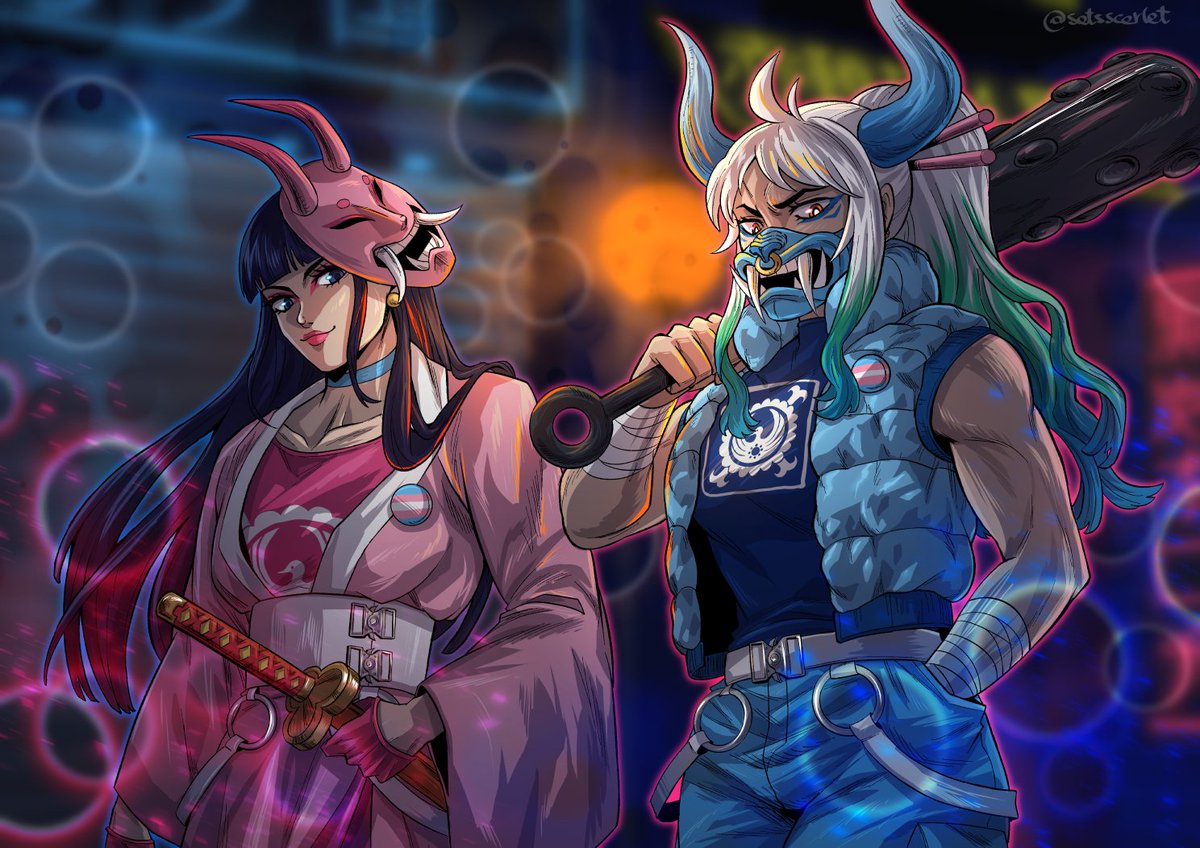 Yamato and Kiku are ready to kick transphobes' ass 😌💗
#onepiece #Pride2021
