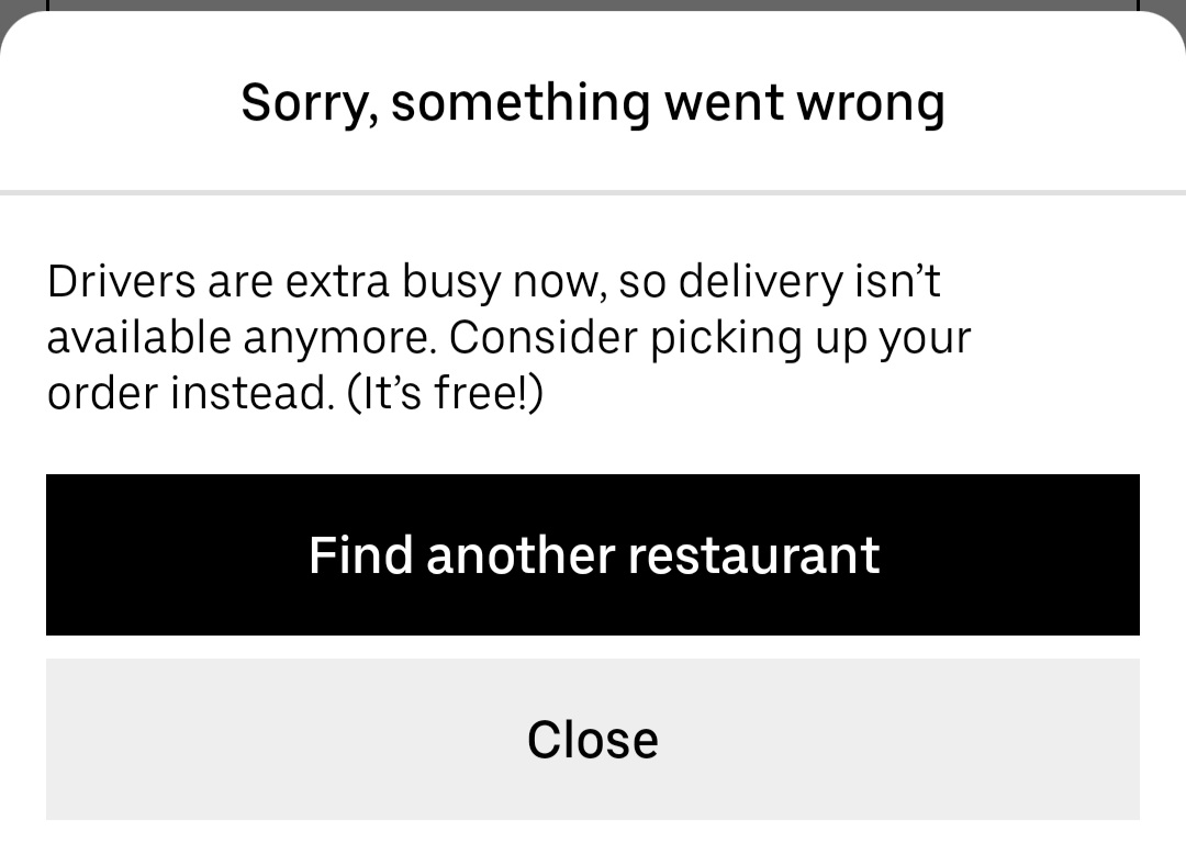 RaphaelDoof's tweet photo. @ubereats_uk is suggesting me to walk 25min to pick-up my dinner and saying that will be free as I didn't know that. Lol https://t.co/48Sl9ZNmP9
