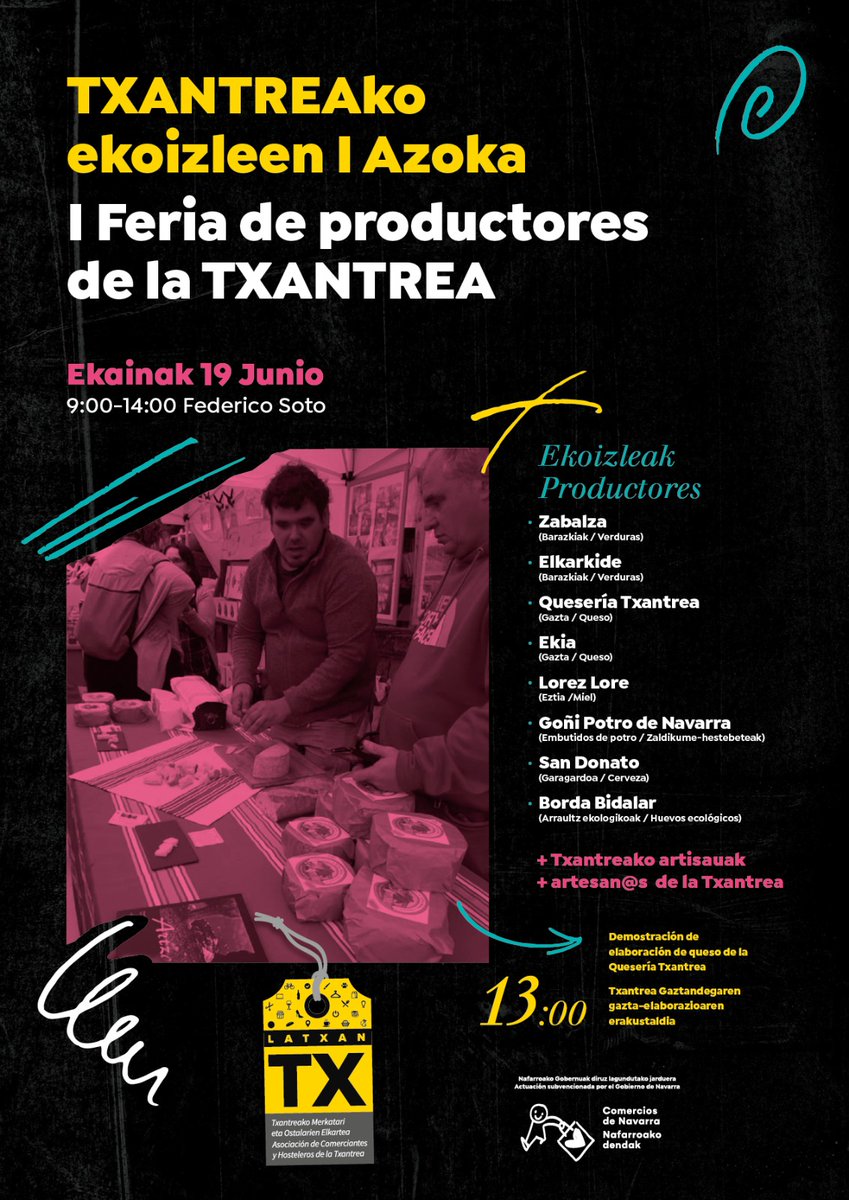 TBatzordea's tweet photo. Larunbat honetan Txantreako ekoizleen lehenengo azoka! 
9:00etatik 14:00etara Federiko Soto Plazan! 

Este sábado la primera feria de productores del barrio! 
De 9:00 a 14:00 en la plaza Federico Soto!! 

Animatu!!! https://t.co/M8SCUND9aw