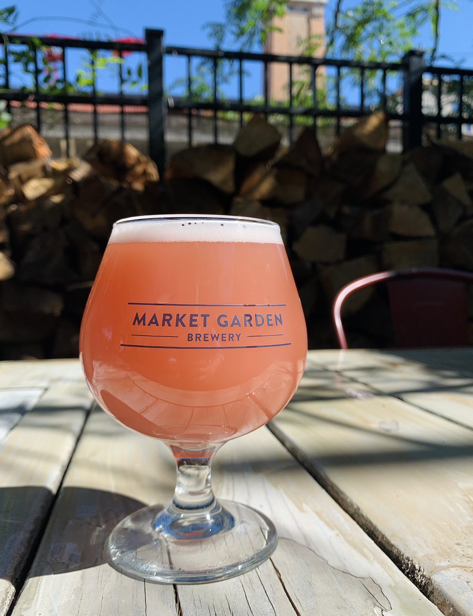 MarketGardenCLE's tweet photo. We combined our #ProsperityWheat with blended blackberries to create a lovely fruit & beer delight. Subtle juicy notes from the berries mixed with banana & clove from the hefeweizen have us clamoring for a spot on the beer garden with this Summer sipper | 5.5%. #beerforpeople https://t.co/zwZnW53VST