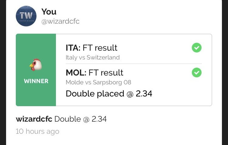 wizard_season's tweet image. - Betbuilder @ 1.80 ✅
- Betbuilder @ 2.05 ✅
- Betbuilder @ 1.80 ✅
- Prematch double @ 2.34 🔥✅

Wizard strikes with a full house folks! 😘

All bets posted here 👉 t.me/wizardcfc

Give me a RT/Like if you made money with me today folks ❤️

#EURO2020