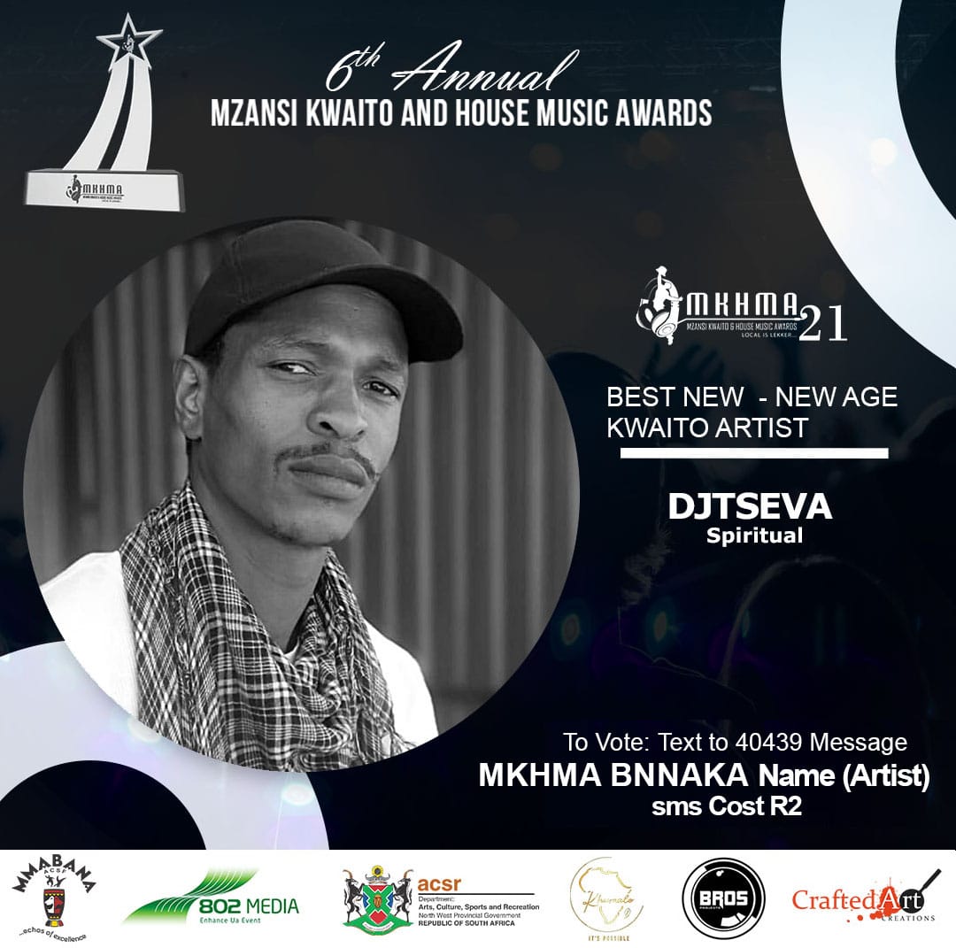 MKHMA21's tweet photo. Congratulations to the Best New - New Age Kwaito Artist nominees:
Chakalaka ft Stan B &amp; Miss V - Can't Get
DJ Tseva - Spiritual
DJ Zbu Sgebengu - Beef Ka Malambani
Kaitist Joe - Makhwapheni

To vote: Text "MKHMA BNNAKA Name" to 40439

#MKHMA21 #Kuzoshuba https://t.co/WFIGnj24fq