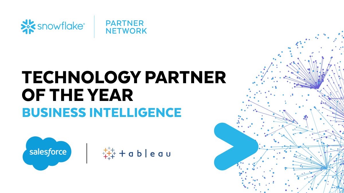 Snowflake's tweet photo. Congrats @salesforce @tableau for winning Technology Partner of the Year for Business Intelligence! #SnowflakePartnerSummit https://t.co/OEuB7fV5Ez