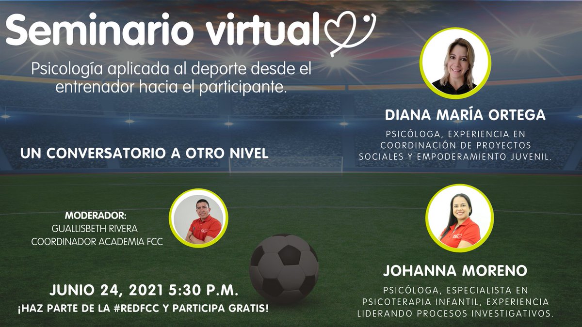 FCCColombia's tweet photo. Conoce cómo aplicar la psicología en el manejo de emociones en el fútbol formativo a través de nuestros expertos y mejora las relaciones interpersonales desde el entrenador hacia los padres y participantes.
https://t.co/zdUO9SIJrO
#RedFCC #PsicologíaYDeporte https://t.co/aybkwElZQ8