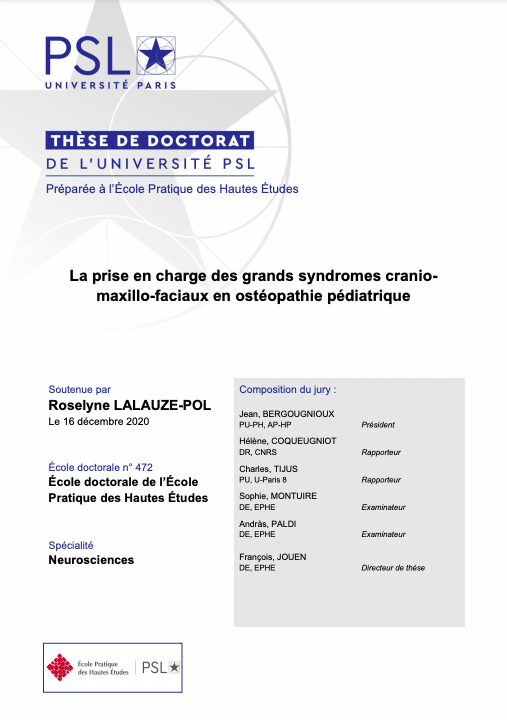 AcademieOsteo's tweet photo. La thèse de doctorat de Roselyne Lalauze-Pol :
La prise en charge des grands syndromes cranio-maxillo-faciaux en ostéopathie pédiatrique
https://t.co/4S7uzzqx3O https://t.co/baLLjjYH2U
